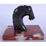 AN UNUSUAL 19TH CENTURY ITALIAN CARVED GRAND TOUR BUST OF A HORSE. 11 cm x 11 cm.