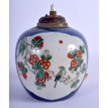 A 19TH CENTURY CHINESE FAMILLE VERTE GINGER JAR Qing, painted with birds and flowers. 13 cm x 8 cm.