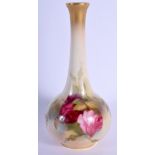 Royal Worcester vase painted with roses by E. M. Fildes, signed date code for 1920. 13.5cm high