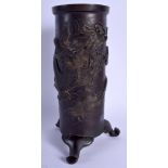 A 19TH CENTURY JAPANESE MEIJI PERIOD BRONZE VASE decorated with dragons. 26 cm high.