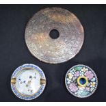 Chinese Bi Disc and two Cloisonne items