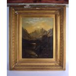 European School (19th Century) Oil on canvas, Twilight river scene. Image 42 cm x 30 cm.