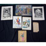 Five charcoal Middle Eastern drawings together with six Iranian Watercolours/ Koran scripts 52 x 34c