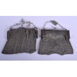 TWO HEAVY SILVER EVENING BAGS. 343 grams. (2)