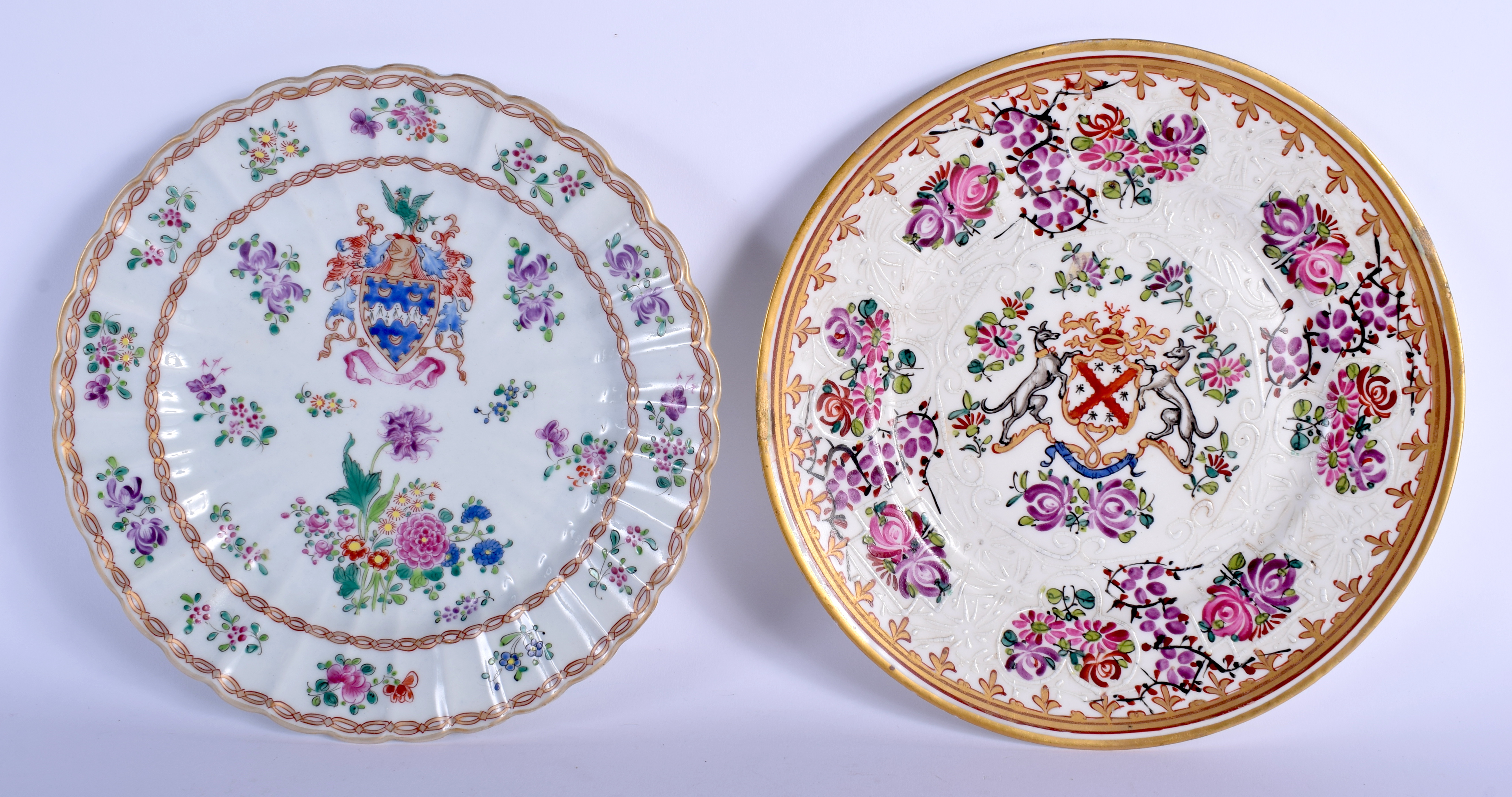 TWO 19TH CENTURY FRENCH SAMSONS OF PARIS PORCELAIN PLATES. 22 cm wide. (2)