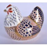Royal Crown Derby paperweight of a Chicken. 10cm wide