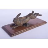 A LARGE 19TH CENTURY AUSTRIAN COLD PAINTED BRONZE DESK STAND modelled as a rearing hare. Hare 23.5