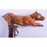 AN ANTIQUE BAVARIAN BLACK FOREST DOG WALKING CANE. 90 cm long.