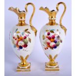 19th c. Bloor Derby pair of ewers painted with fruits by Thomas Steele, ex-Derek Gardner collection