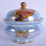 AN ART DECO WILTON WARE LUSTRE PORCELAIN BOWL AND COVER painted with flowers and insects. 14 cm wid