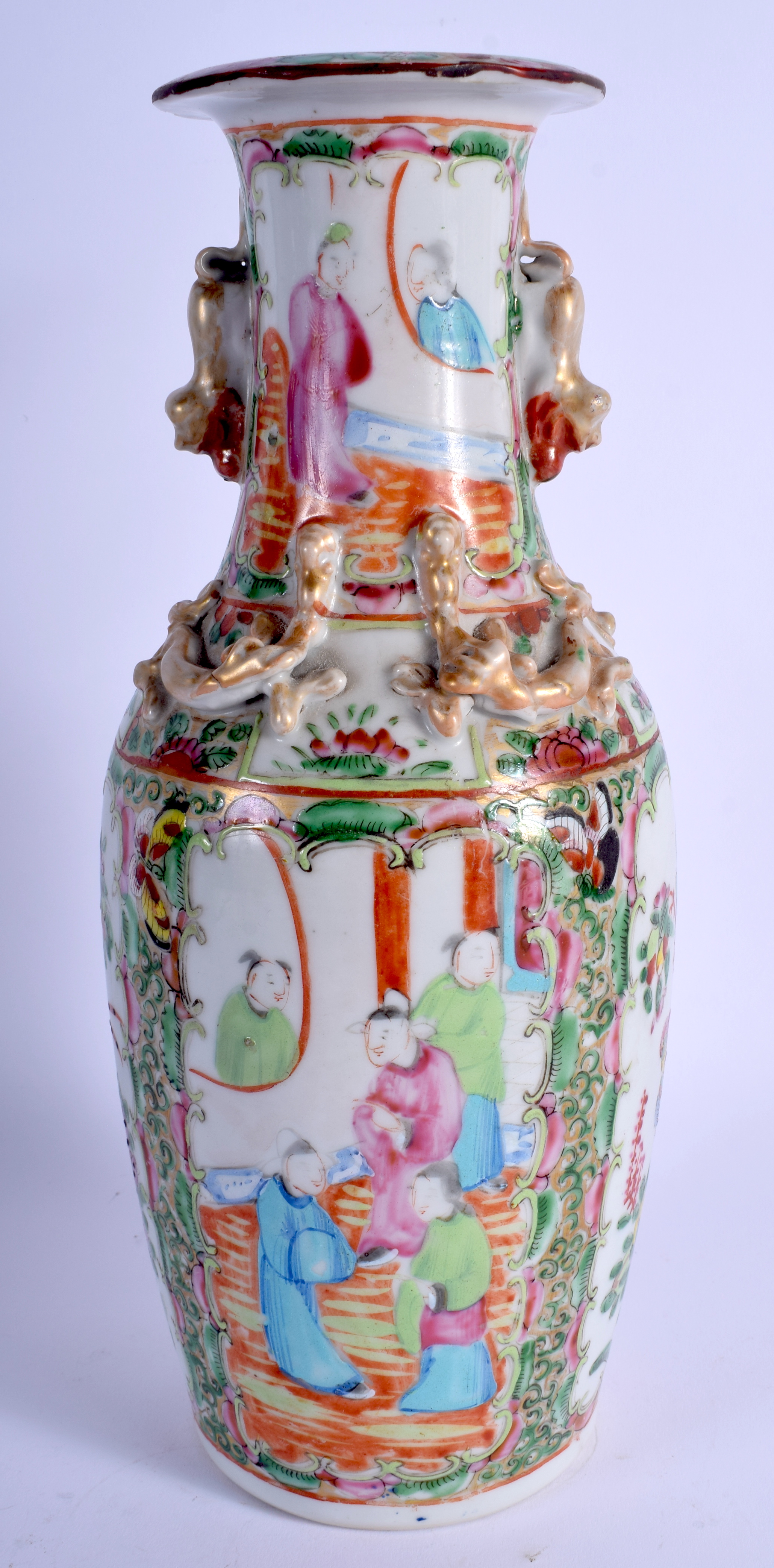 A 19TH CENTURY CHINESE CANTON FAMILLE ROSE VASE Qing, painted with figures and foliage. 31 cm high. - Image 2 of 9