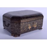 A LARGE 19TH CENTURY CHINESE EXPORT BLACK LACQUER GAMING BOX Qing. 28 cm x 21 cm.