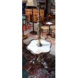 19th Century English (in a French style) marbled top Table with Bronze legs. 147cm x 51cm