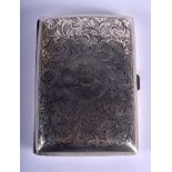 AN ANTIQUE SILVER CIGARETTE CASE. 148 grams. 11 cm x 9 cm.