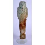 AN EARLY EGYPTIAN FAIENCE USHABTI PALE BLUE FAIENCE FIGURE Late Period, probably 26th dynasty. 14 c