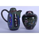 TWO EARLY 20TH CENTURY JAPANESE MEIJI PERIOD CLOISONNE ENAMEL ARTICLES. Largest 13 cm high. (2)