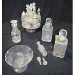 Collection of Glass, condiment set , 3 good decanters etc