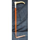 Riding Crop with bone handle, sterling silver collar 62 cm