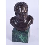 A SMALLER CONTEMPORARY BRONZE BUST OF A MALE. Bronze 11 cm x 6 cm.