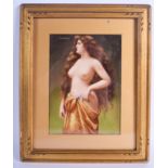 A GOOD KPM BERLIN PORCELAIN PLAQUE painted with a female with breasts exposed. Porcelain 18 cm x 12