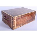 A FINE LARGE 19TH CENTURY INDIAN BRASS INLAID WORK BOX with unusual glass topped cover and bone fit
