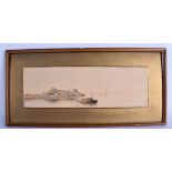 European School (19th Century) Watercolour, River scene. Image 44 cm x 14 cm.