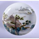 A CHINESE FAMILLE ROSE PORCELAIN SAUCER DISH 20th Century, bearing Yongzheng marks to base, painted