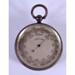 AN ANTIQUE SILVER POCKET BAROMETER. 4.5 cm diameter.