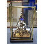 A LARGE CONTEMPORARY SKELETON CLOCK. Clock 35 cm x 23 cm.
