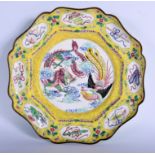 AN EARLY 20TH CENTURY CHINESE CANTON ENAMEL LOBED DISH Late Qing/Republic. 28 cm wide.
