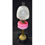 Victorian Oil lamp, glass base 70cm