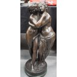 A LARGE CONTEMPORARY BRONZE OF TWO LOVERS. 84 cm high.