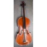 A TWO PIECE BACK CELLO. 122 cm high.