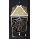 A large stained glass leaded hanging Lantern.