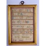 A RARE 18TH CENTURY ENGLISH MINIATURE EMBROIDERED SILK SAMPLER C1792. Image 13 cm x 9.5 cm.