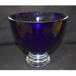 Heavy Dartington Cobalt blue glass centrepiece bowl 21.5 x 23