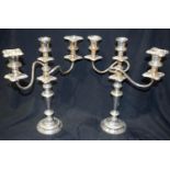 Two silver plate candelabra