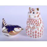 Royal Crown Derby paperweight of a hamster and a wren. Hamster 11cm high