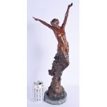 A LARGE CONTEMPORARY BRONZE FIGURE OF A DANCER. 54 cm high.