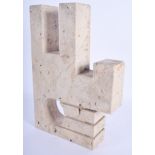 A STYLISH ENGLISH CARVED STONE SINGULAR FORM ABSTRACT SCULPTURE in the manner of Dame Barbara Hepwo