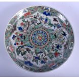 A 17TH/18TH CENTURY CHINESE FAMILLE VERTE PORCELAIN SAUCER DISH Kangxi, painted with birds and foli