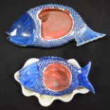 Two Chinese ceramic fish shaped Palette dishes