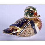 Royal Crown Derby paperweight of a Carolina Duck. 13cm wide