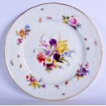 A 19TH CENTURY MEISSEN PORCELAIN CABINET PLATE painted with flowers over a moulded border. 24 cm wi