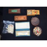 Collection of Bone and Ivory dice, counters and vintage games