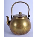 A RARE 19TH CENTURY CHINESE BRASS TEAPOT AND COVER Jin Xian Tang, with fruiting finial. 285 grams.