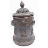 A Tibetan bronze jar with lid 27 x 15 cm