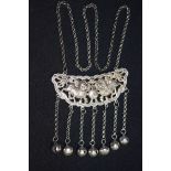 A Chinese white metal necklace 11cm x 7 cm