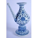 A CHINESE BLUE AND WHITE HOLY WATER VESSEL 20th Century, painted with foliage and vines. 24 cm high