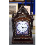 A LARGE CHINESE CARVED ROSEWOOD AND MOTHER OF PEARL INLAID MANTEL CLOCK probably Late Qing, decorat